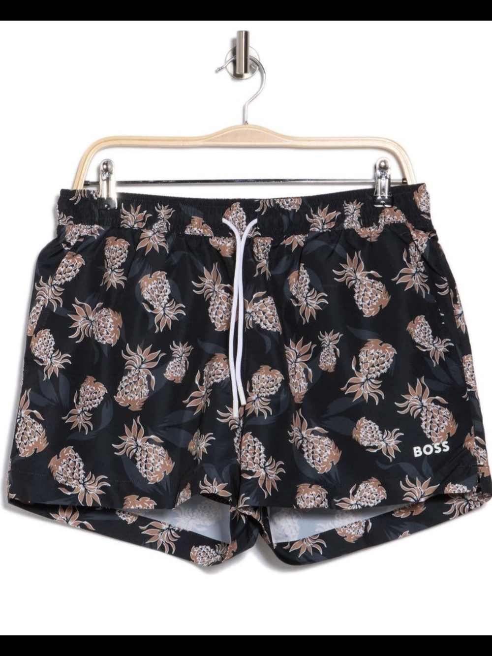 BOSS Black Pineapple-Print Athletic Shorts